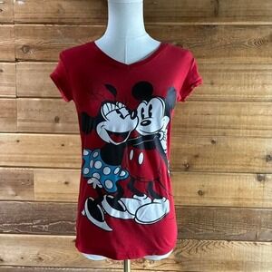 Y2K Disney Mickey and Minnie Mouse red cotton t-shirt